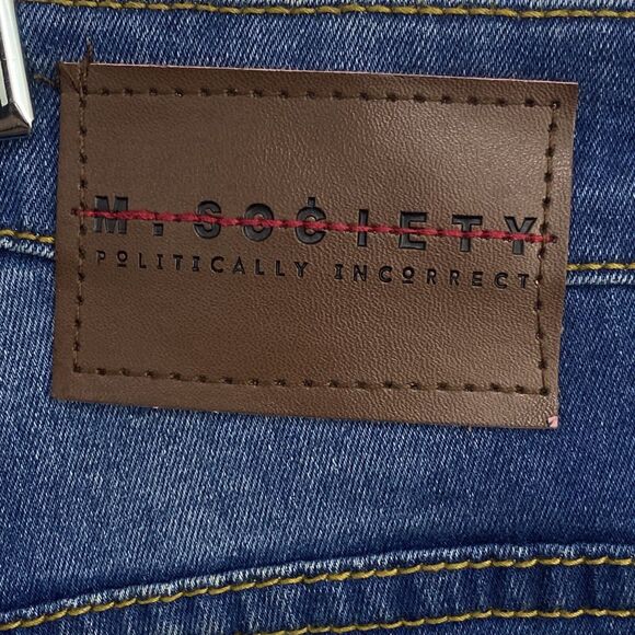 M Society Denim Jeans Mens Actual Size 38Wx31 Blue Paint Splattered Side Stripes - Picture 6 of 13